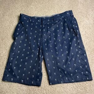 Walter Hagen Golf shorts Navy with palm trees and golf clubs